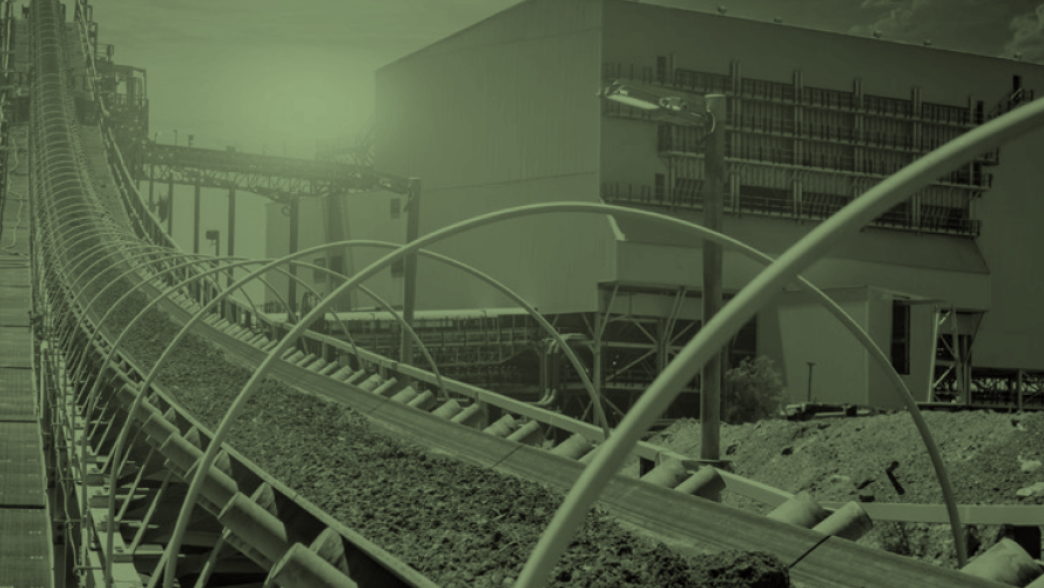 Conveyor belt at a mineral processing facility