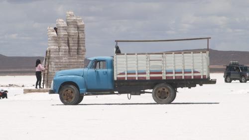 Lithium mining truck in Colchani, Salar de Uyuni, Bolivia