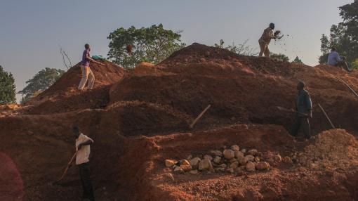 Artisanal miners at the gold mine in Uganda