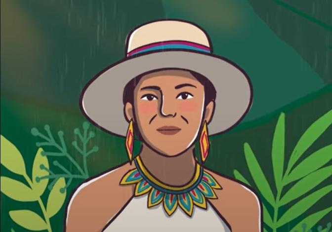An animated Colombia woman speaks