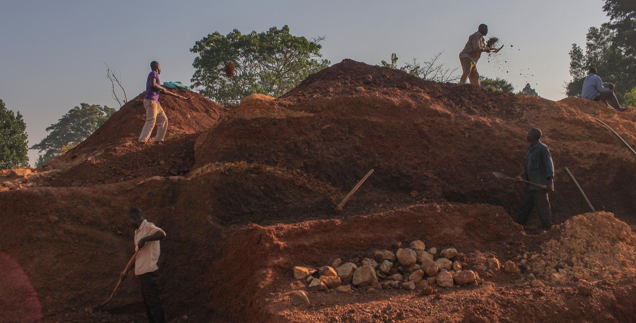 Artisanal miners at the gold mine in Uganda